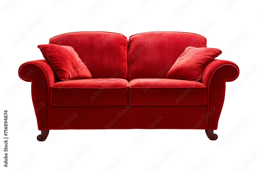 Red sofa ,modern and minimal furniture,Chair home decoration burgundy, isolated on white and transparent background Red sofa ,modern and minimal furniture,Chair home decoration burgundy, isolated on white and transparent background