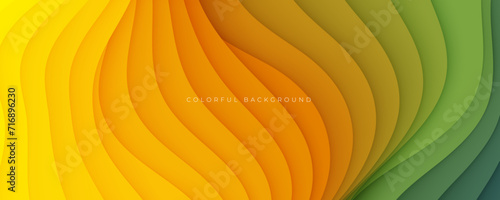 Colorful abstract wavy papercut layers background gradient shape design vector