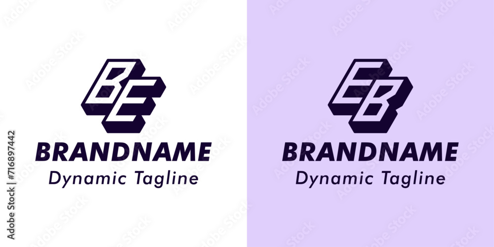 Letters BE and EB 3D Monogram Logo, Suitable for business with BE or EB initials Letters BE and EB 3D Monogram Logo, Suitable for business with BE or EB initials