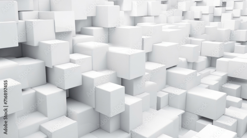 White 3D squares abstract background texture.