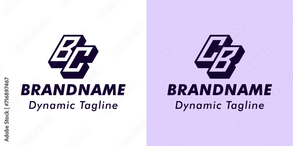 Letters BC and CB 3D Monogram Logo, Suitable for business with BC or CB initials Letters BC and CB 3D Monogram Logo, Suitable for business with BC or CB initials