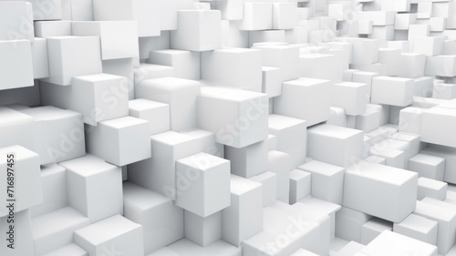White 3D squares abstract background texture.