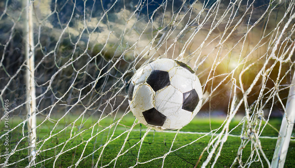 Fototapeta premium soccer ball in goal net,european championship
