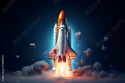 Space shuttle taking off into space - Ai Generated