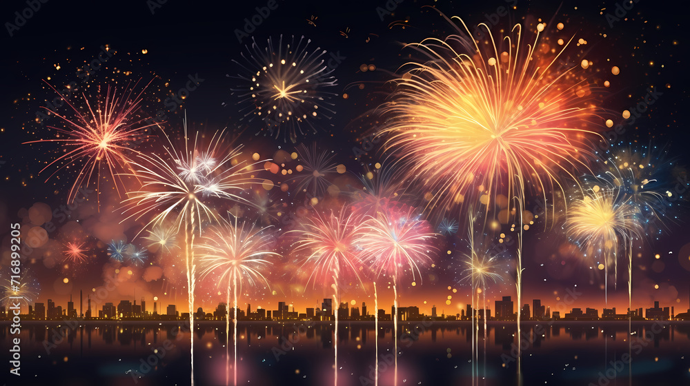 Beautiful creative holiday background. Fireworks and sparkles Beautiful creative holiday background. Fireworks and sparkles
