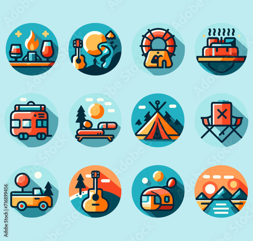 A set of icons for travel, vacation, vacation, summer