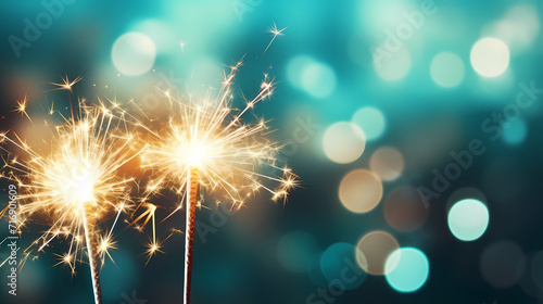 Beautiful creative holiday background. Fireworks and sparkles © Derby