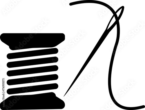 Needle with thread icon, Flat vector stock, Needle pictogram icon. Sewing Icon Design Elements, Sewing Supplies, stylish needle and threads knitting logo design, isolated on transparent background.