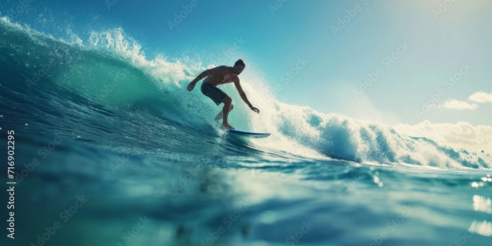 surfer on the wave Generative AI - obrazy, fototapety, plakaty 