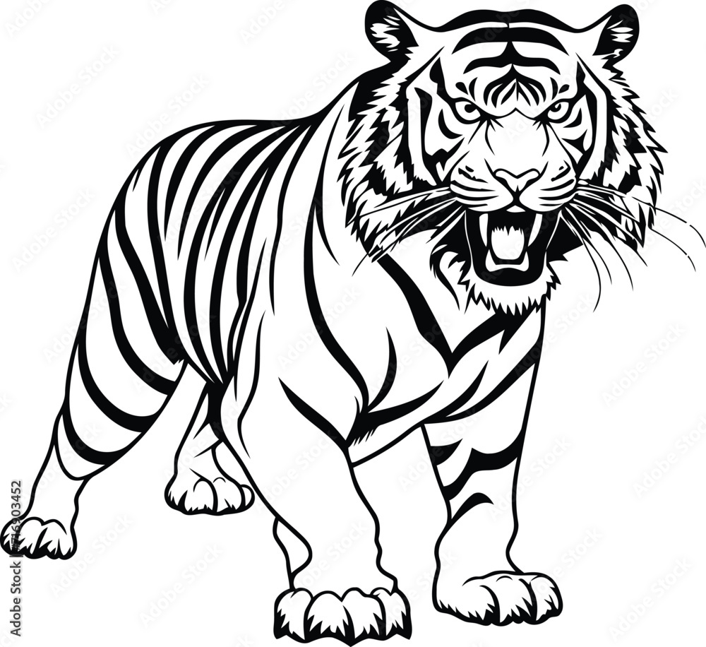Tiger Standing Silhouette Vector Art illustrator Design