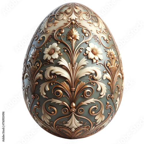 Easter egg with elegant details, Easter Sunday ,3D rendering png , isolated on a transparent background