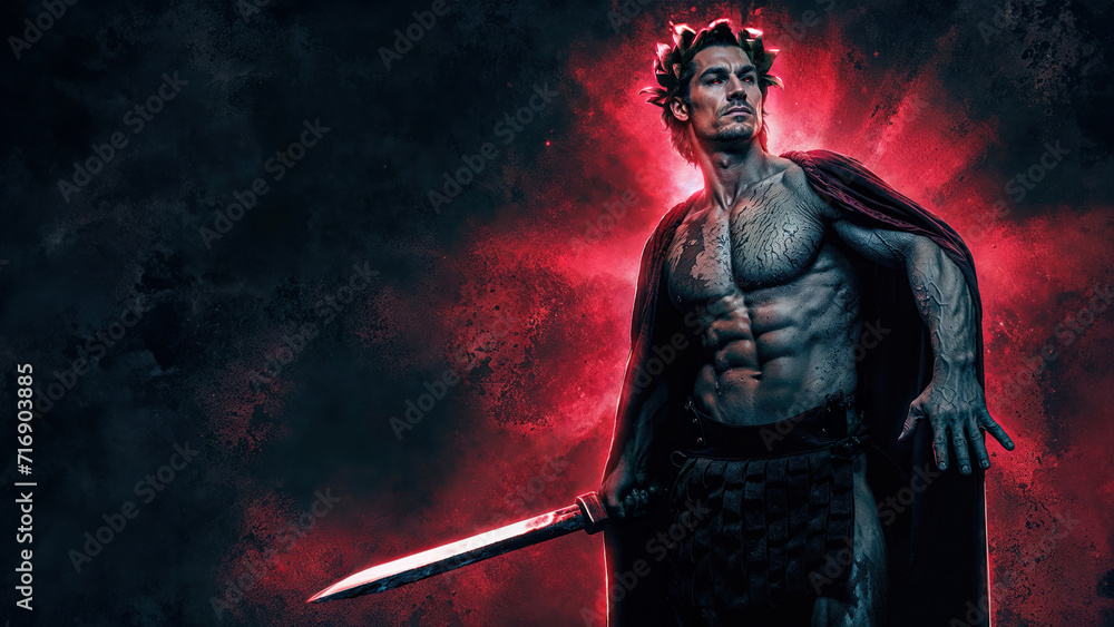 Heroic Warrior in Cape with Sword Heroic Warrior in Cape with Sword