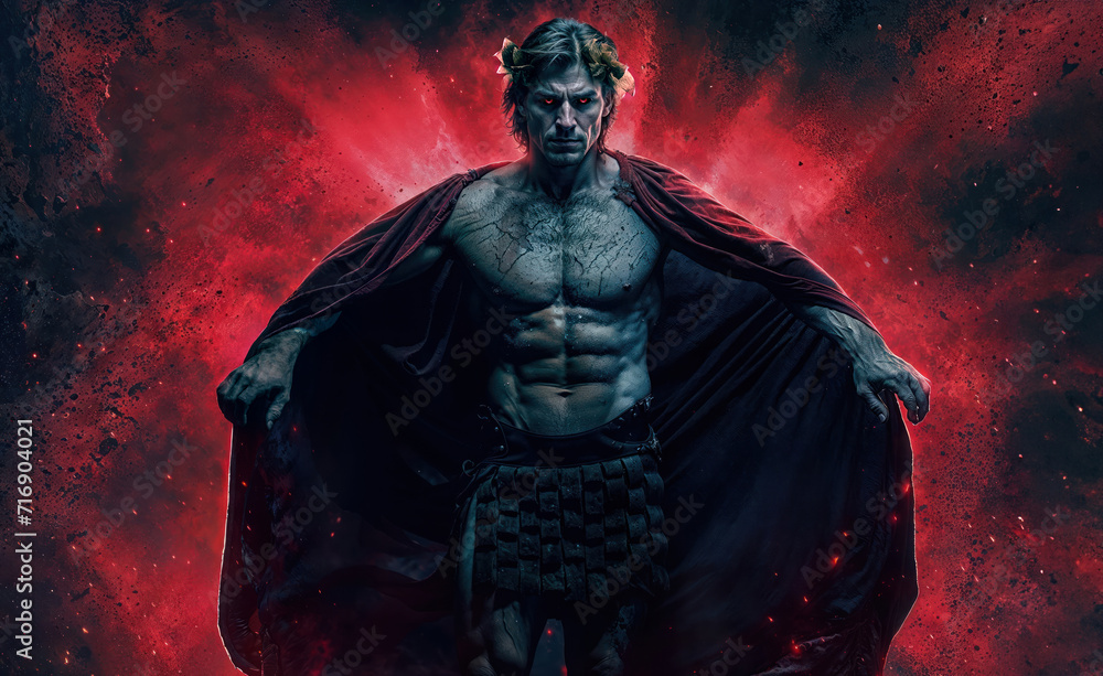 Fototapeta premium Heroic Warrior in Cape with Sword