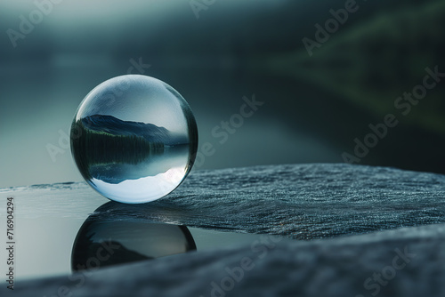 Mystical Reflections: Crystal Ball Amidst the Shadowed Forest