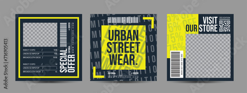 Hype social media post template set. Modern social media post bundle vector, Design editable template for social media posts	