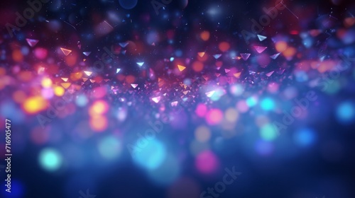 Abstract defocused Christmas background. Festive elegant blue  purple and pink abstract background with bokeh lights.