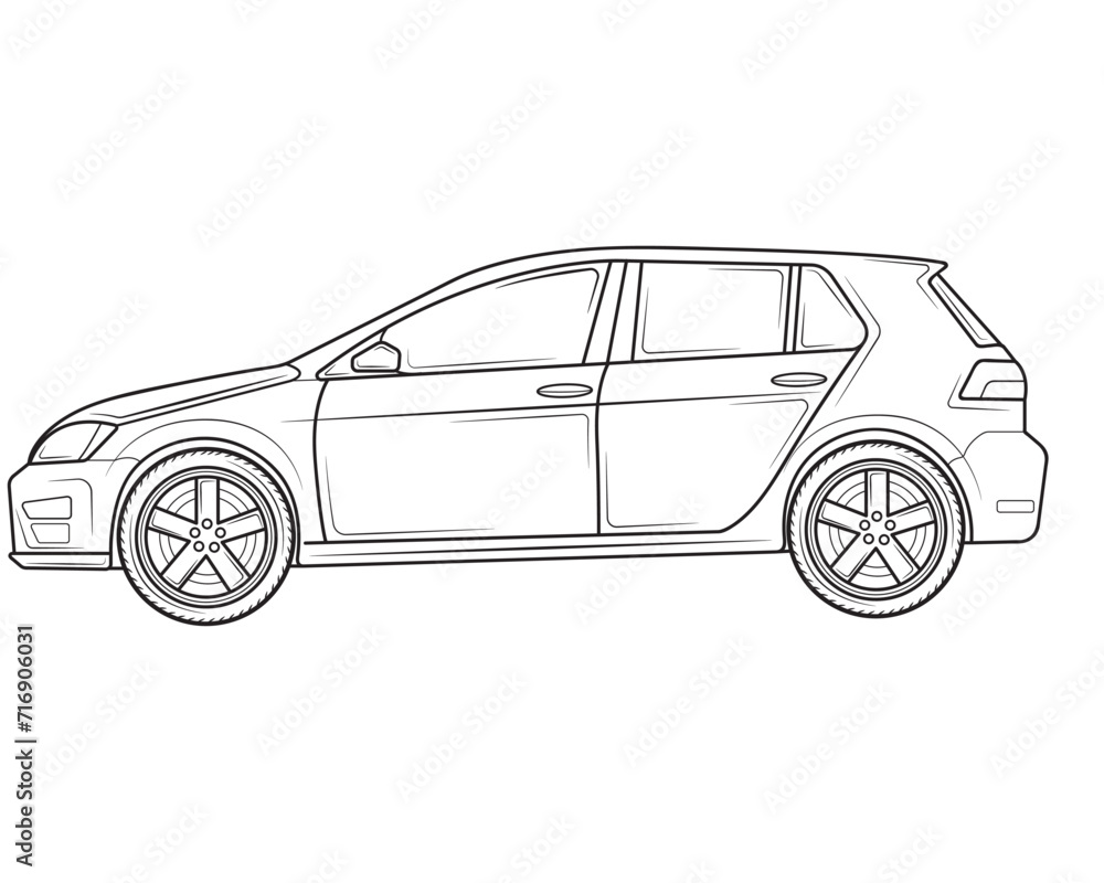Realistic car in profile. Vector illustration.