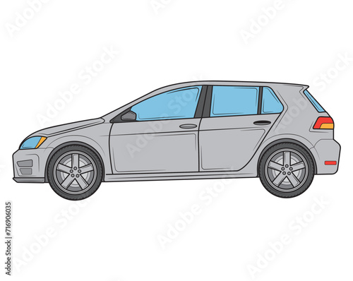 Realistic car in profile. Vector illustration.