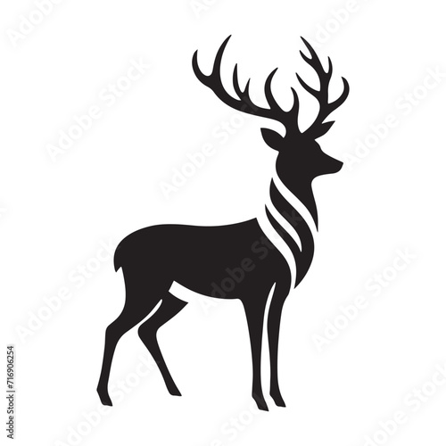Twilight Waltz of Wilderness: Deer Silhouette Collection Engaging in a Twilight Waltz Amidst the Wilderness of Nature's Stage - Reindeer Illustration - Stag Vector 