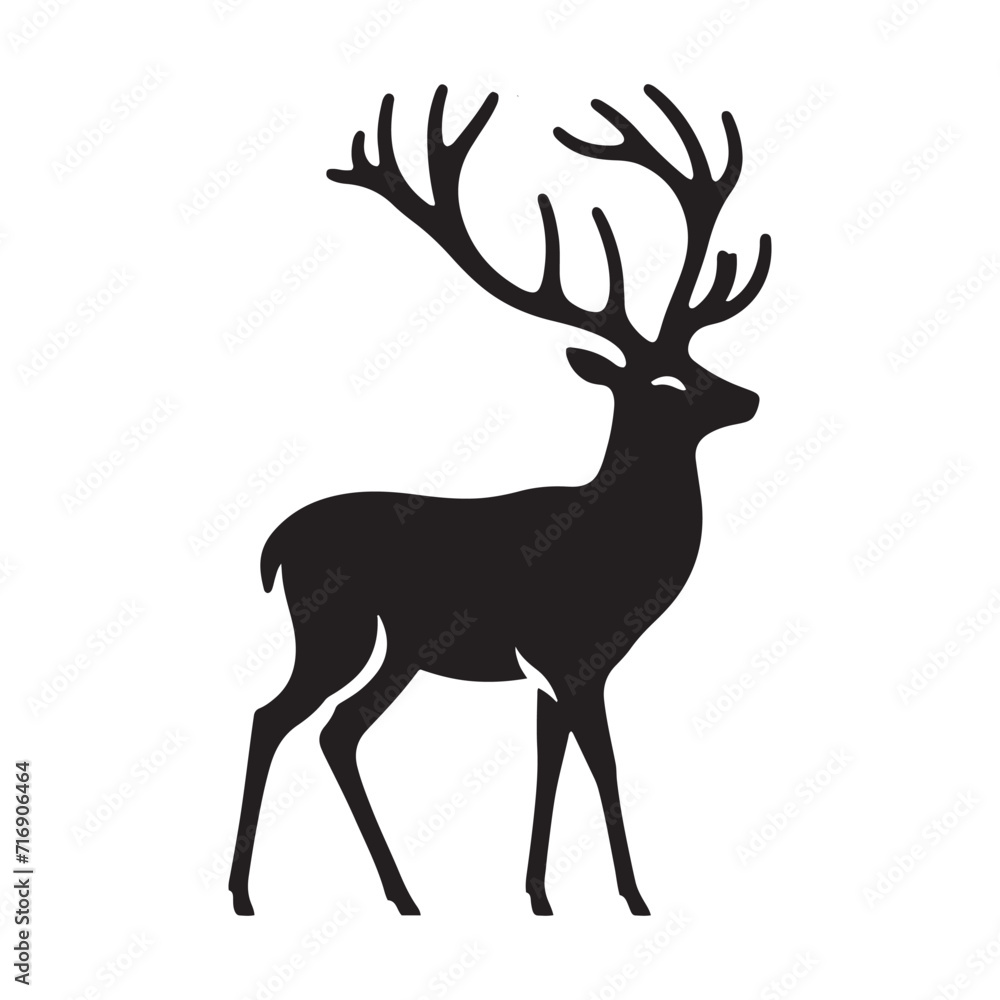 Fototapeta premium Silent Silhouettes: A Captivating Display of Deer Silhouettes Whispering the Silent Language of Woodland Secrets - Deer Illustration - Deer Vector 