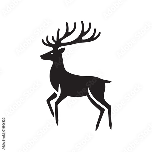 Graceful Elegance  Deer Silhouette Set Illustrating the Poise and Grace of These Majestic Creatures - Reindeer Illustration - Stag Vector 