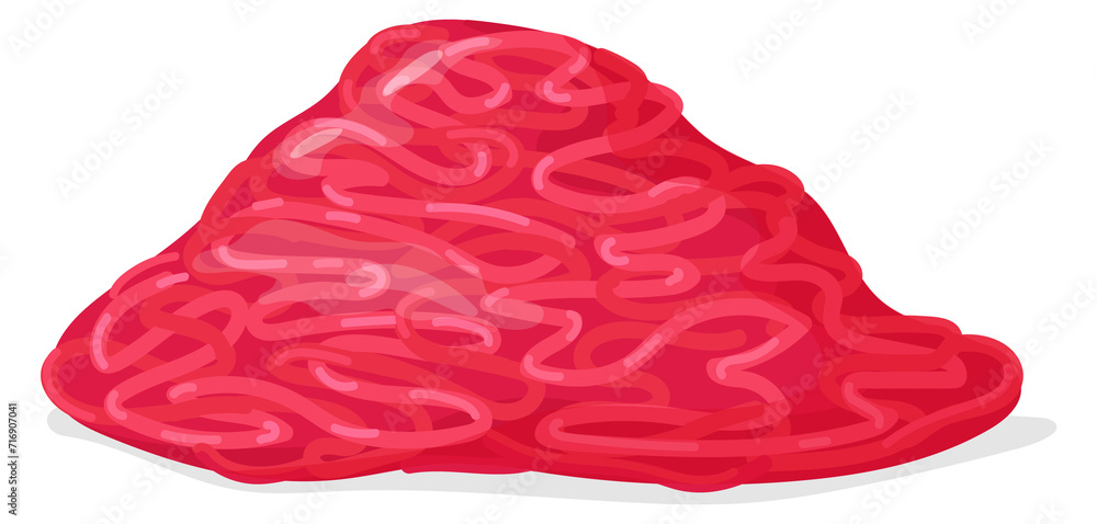 Grounded meat cartoon icon. Minced raw beef Grounded meat cartoon icon. Minced raw beef