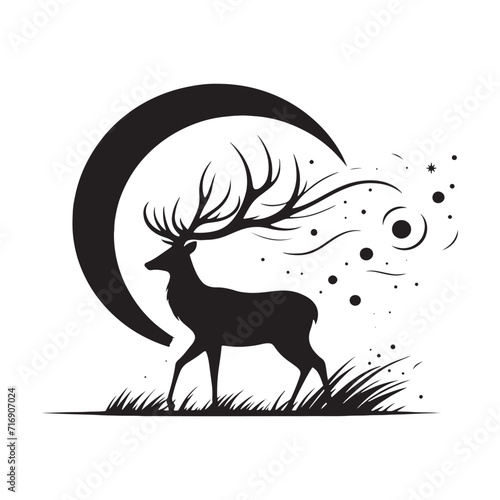 Ethereal Woodland Rhapsody  Deer Silhouette Collection Weaving an Ethereal Rhapsody in the Heart of Nature s Twilight - Reindeer Illustration - Stag Vector 