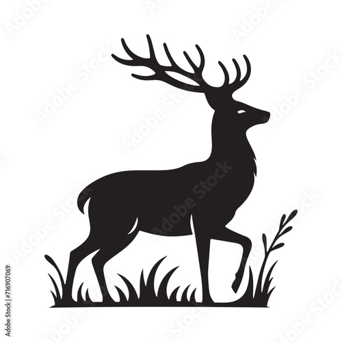 Mystical Ballet of Shadows  Deer Silhouette Ensemble Performing a Mystical Ballet of Shadows in Nature s Dusk - Reindeer Illustration - Stag Vector 