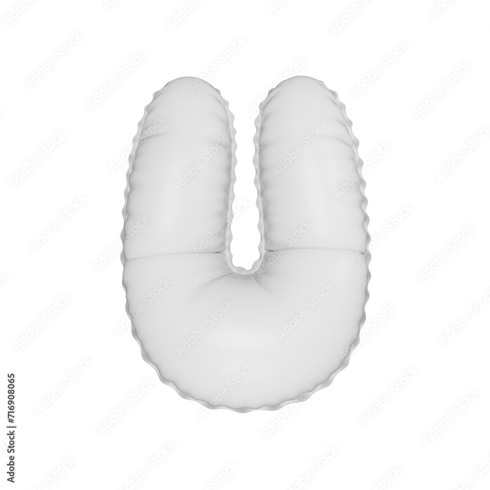 3d illustration white matt balloon letter U 3d illustration white matt balloon letter U