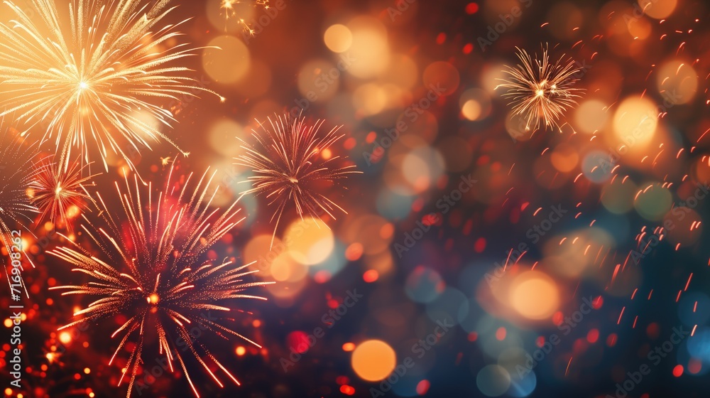Abstract background celebration happy new year and merry Christmas Colorful firework on black background, generative ai Abstract background celebration happy new year and merry Christmas Colorful firework on black background, generative ai