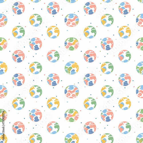 Globe symbols seamless pattern. Gift wrapping, wallpaper, background. Columbus Day