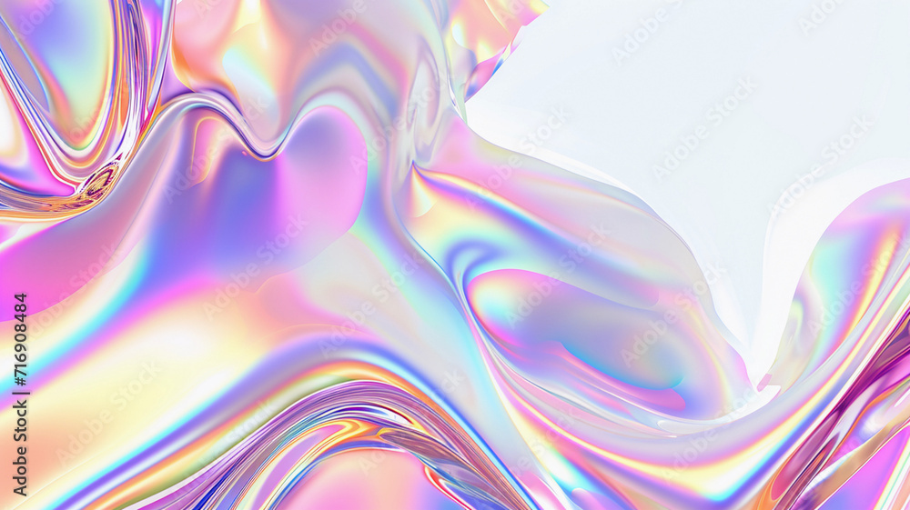 Abstract holographic rainbow backdrop with waves. Colorful trendy fluid background for for website and banner designs.