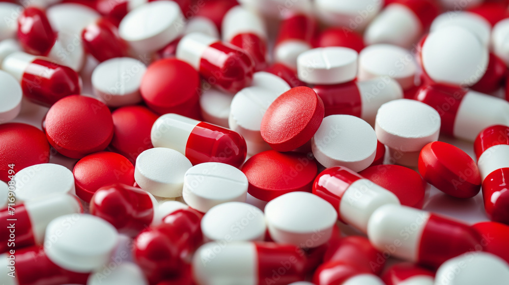 A background created from red and white pills A background created from red and white pills