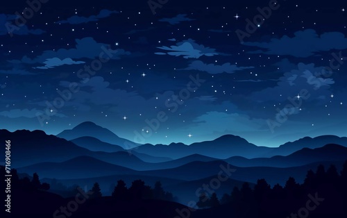 ight Sky with Stars Vector Illustration. beautiful evening