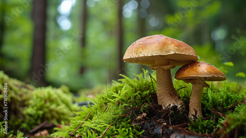 Edible mushrooms in the forest