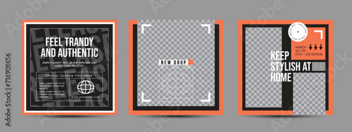 Hype social media post template set. Modern social media post bundle vector, Design editable template for social media posts	
