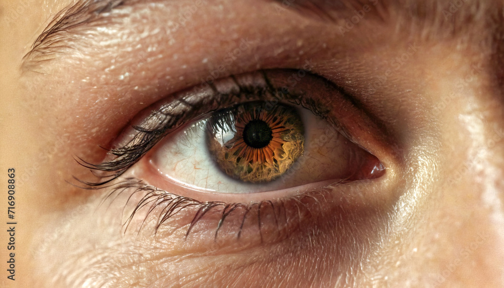 Fototapeta premium eye close up retina woman and eyelashes, laser treatment