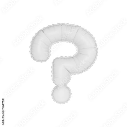3d illustration white matt balloon "question mark" ?symbol 