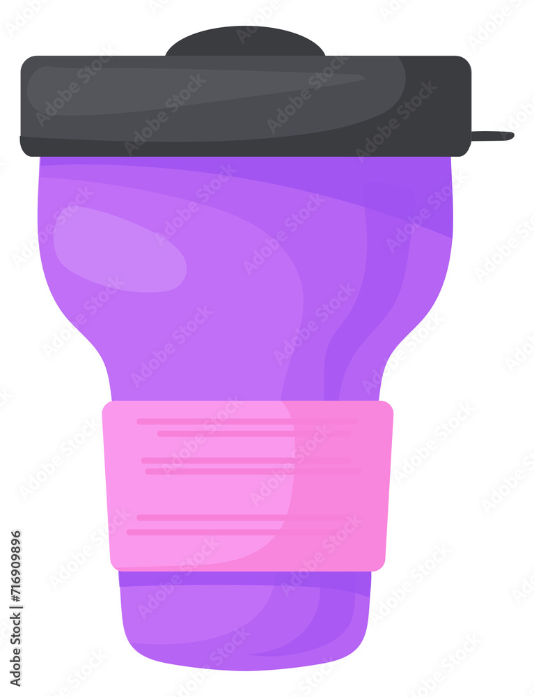 Plastic travel cup cartoon icon. Hiking container