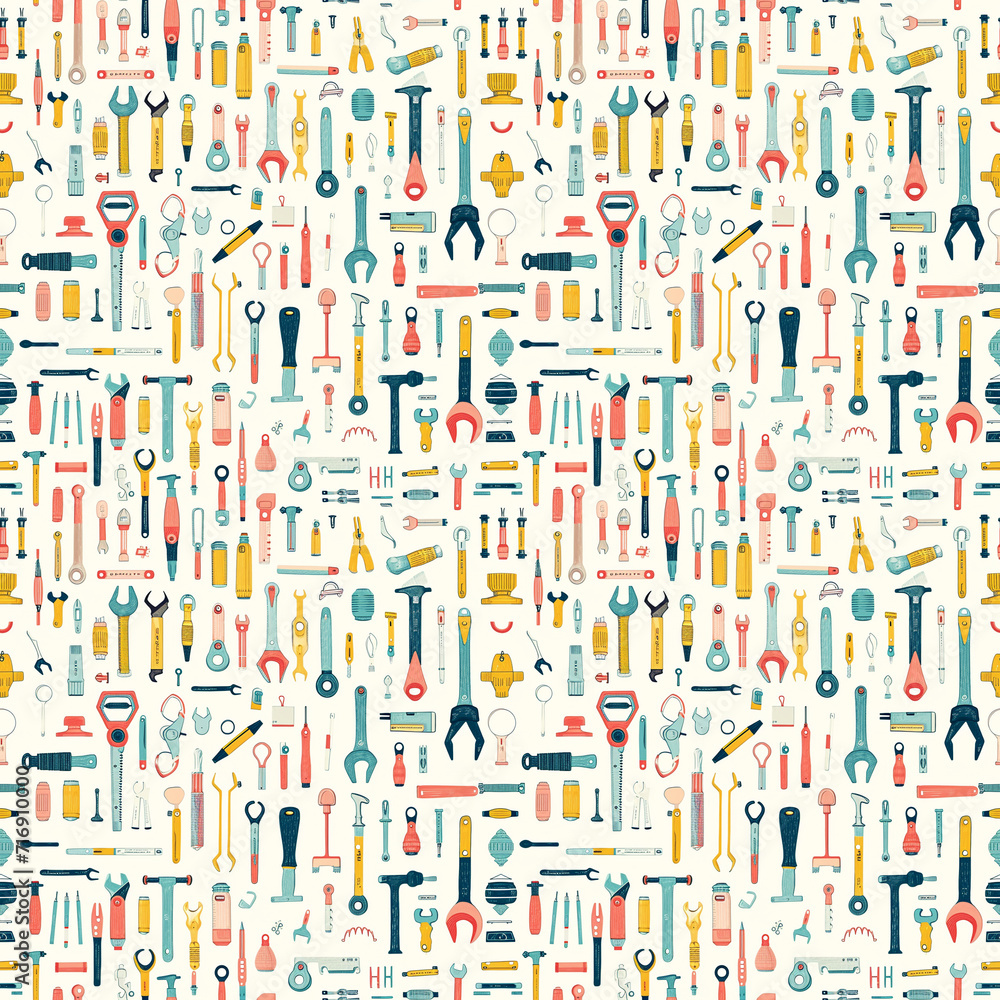 Tools and gadgets seamless pattern. Gift wrapping, wallpaper, background. International Mens Day
