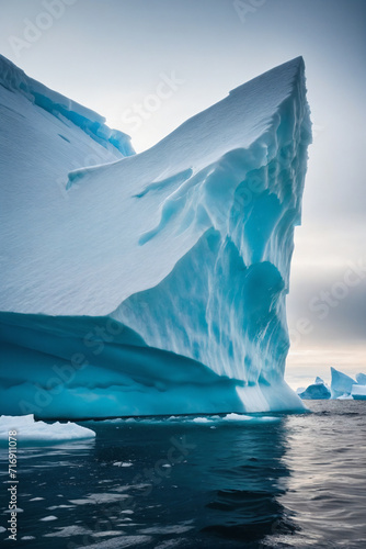 Side view of an iceberg. Hidden danger and global warming concept