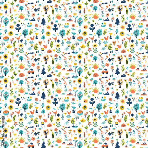 Global climate actions seamless pattern. Gift wrapping, wallpaper, background. World Environment Day