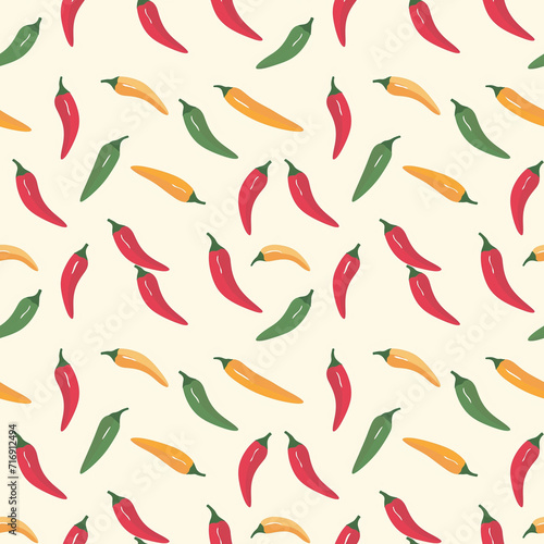 Chili peppers seamless pattern. Gift wrapping, wallpaper, background. Cinco de Mayo