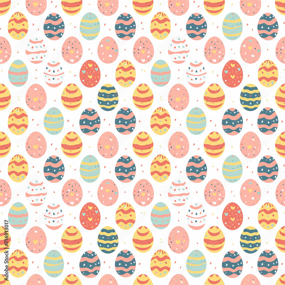 Easter eggs (various patterns) seamless pattern. Gift wrapping, wallpaper, background. Easter