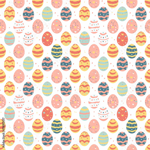 Easter eggs (various patterns) seamless pattern. Gift wrapping, wallpaper, background. Easter