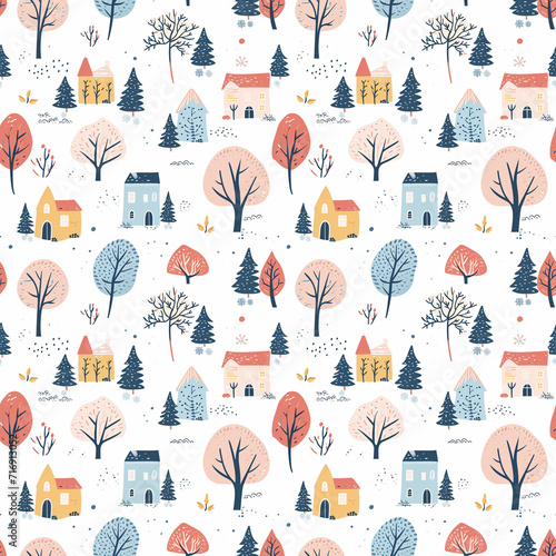 Wallpaper Mural Winter scenes seamless pattern. Gift wrapping, wallpaper, background. Groundhog Day Torontodigital.ca