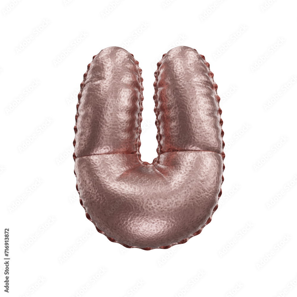 3D hammered copper balloon letter U 3D hammered copper balloon letter U