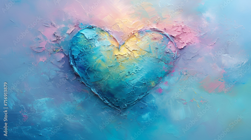 Heart in pastel colors. Painting