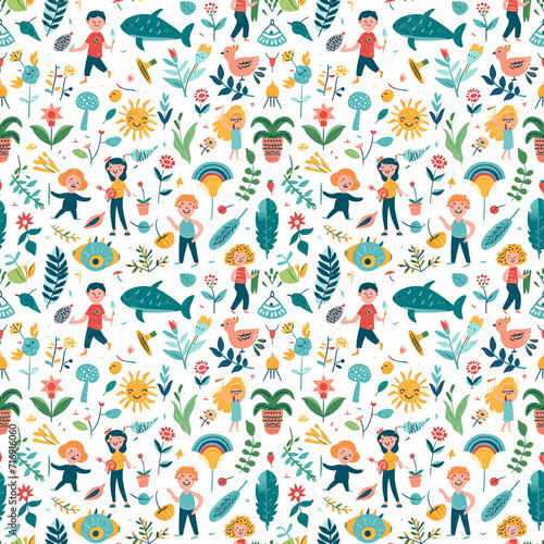 World Environment Day celebrations seamless pattern. Gift wrapping, wallpaper, background. World Environment Day