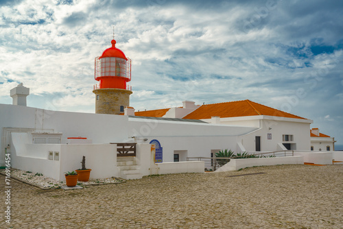 Lighthouse of Cabo Sao Vicente in Sagres, Algarve, Portugal